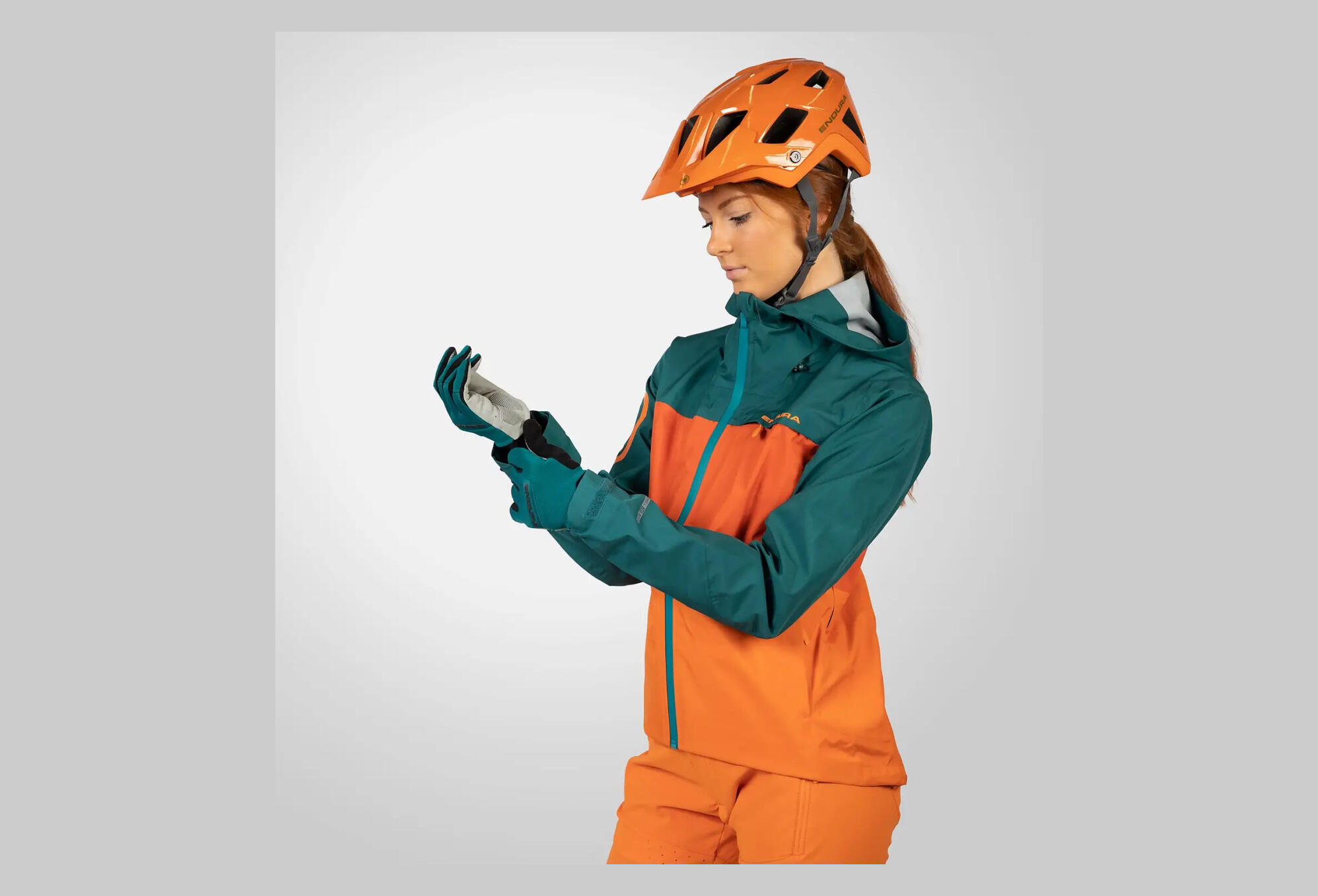 Wasserdichte Damenjacke Endura SingleTrack II Grün / Orange XS 4/7