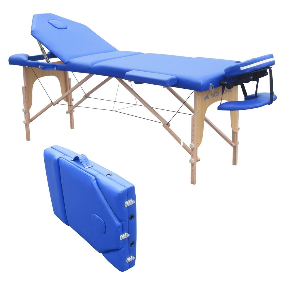 Marquesa de Massagem Dobrável co 3 zonas Portátilde Madeira 186 x 60 cm