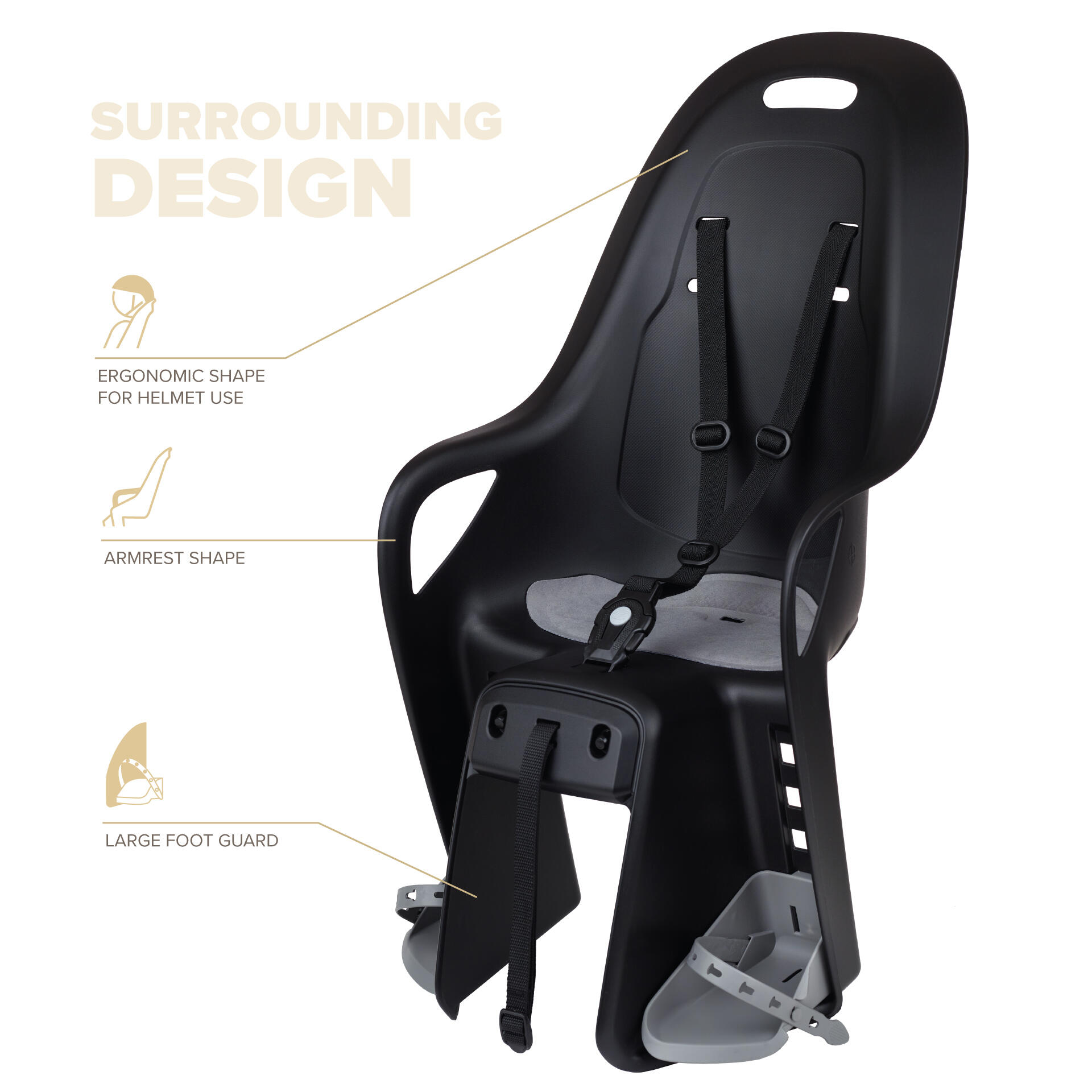 Siège vélo arrière  pour porte-bagages avec MIK HD KOARI Noir/Gris 5/8