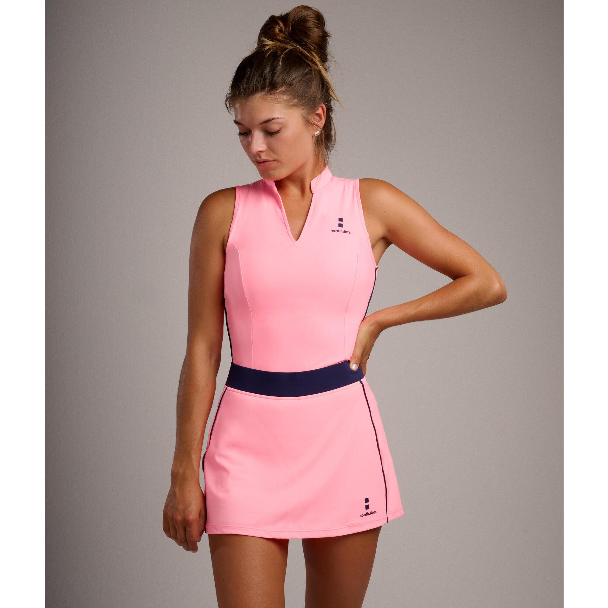 Nordicdots - T-shirt Sans Manches Sport Femme Pour Tennis Et Padel Rose Corail - T-shirt Sans Manche - Rose - 38 S - Decathlon