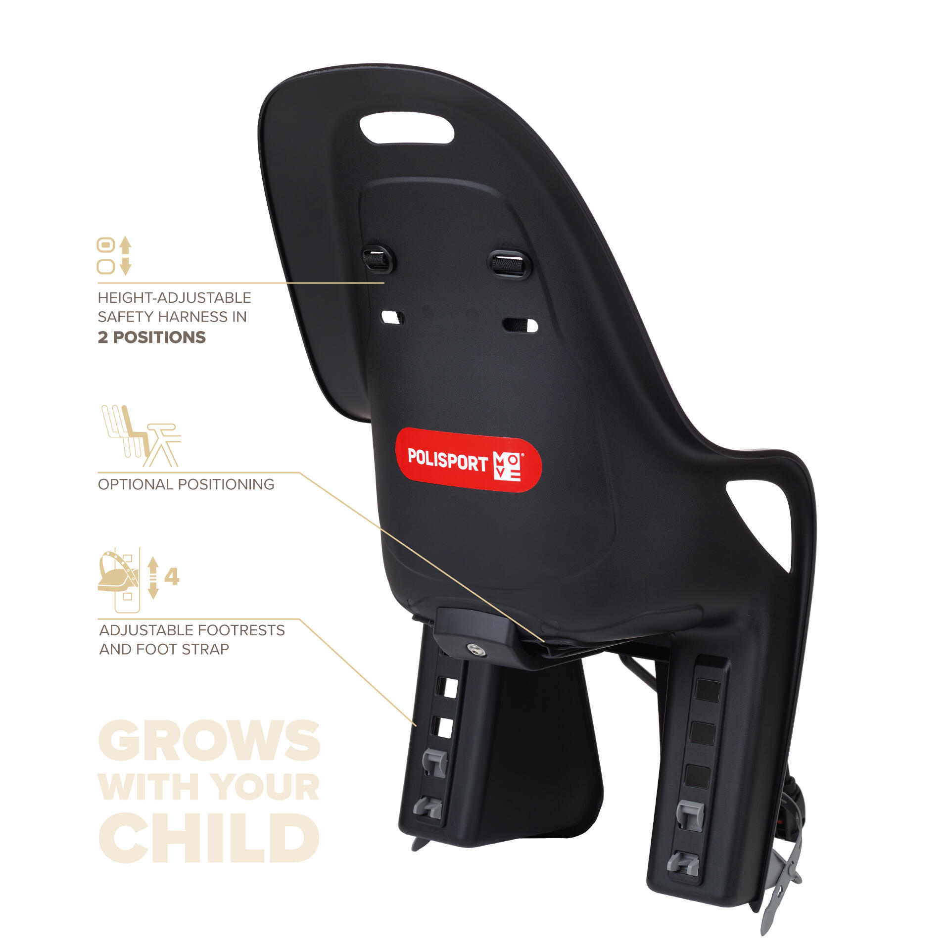 Silla Bicicleta fijácion Trasera Cuadros pequeño e 29ers KOARI Negro/Gris 3/8
