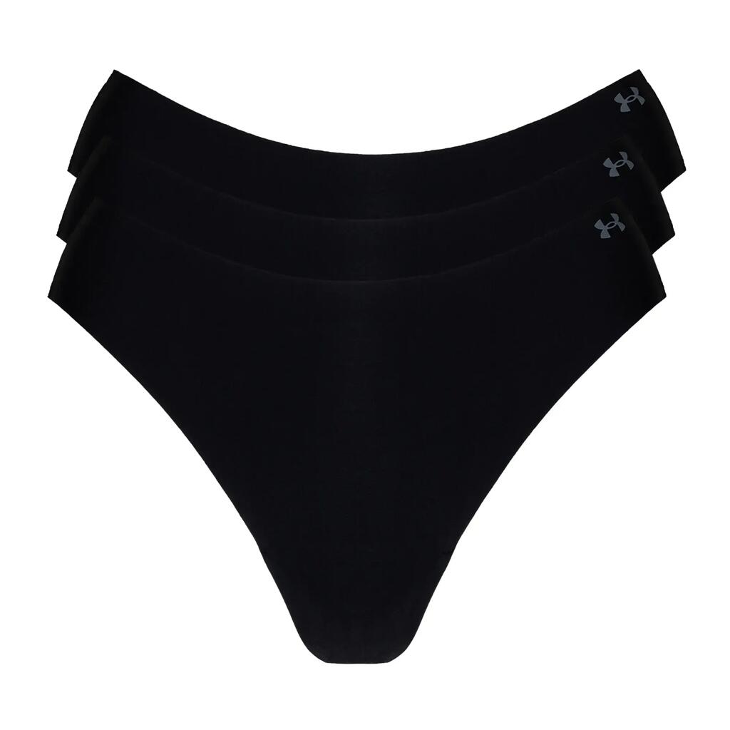 String Ladies Pack of 3 Stretch-UA PURE STRETCH NO SHOW THONG -SOLID 3PK