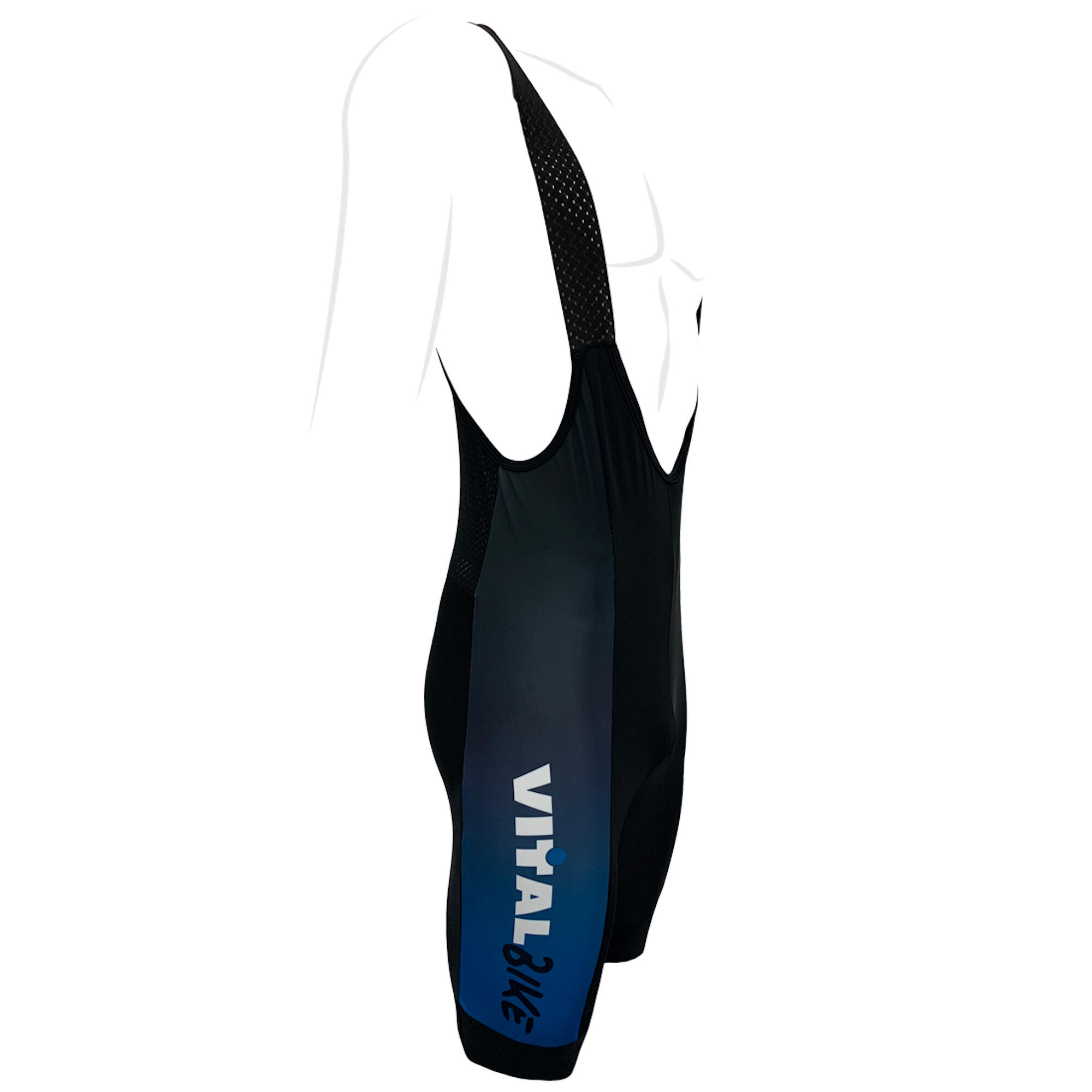 Culotte Ciclismo Corto con Tirantes de Verano Vitalbike Negro Azul T/M 2/3