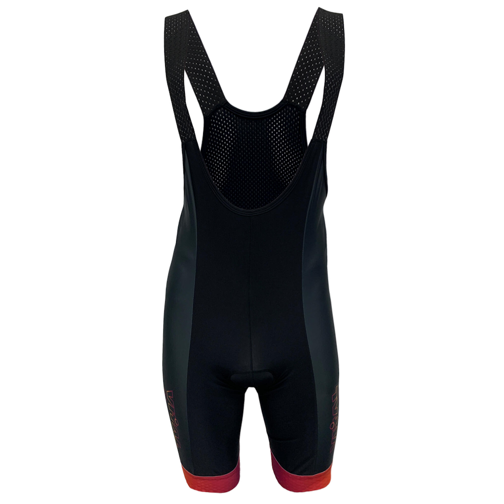 Culotte Ciclismo Corto con Tirantes de Verano Vitalbike Negro Naranja T/M 1/3