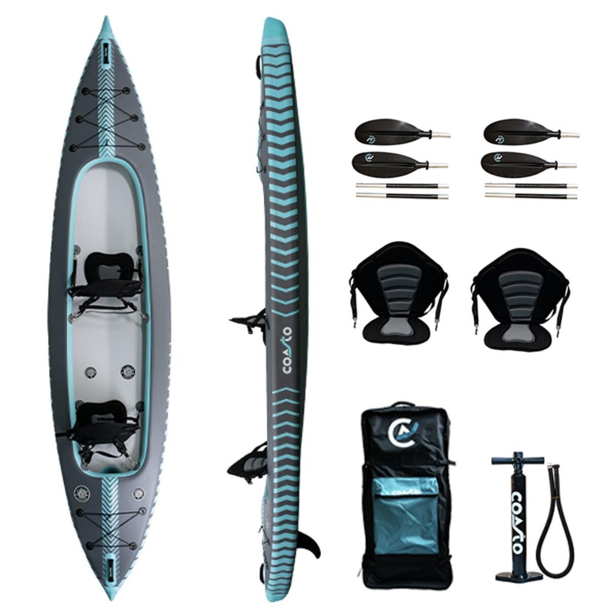 Coasto - Kayak Gonflable Coasto Capitole 2 Places - Max 250kg - 426x90cm (14’x35) – Gris - Kayak - Bleu - No Size - Decathlon