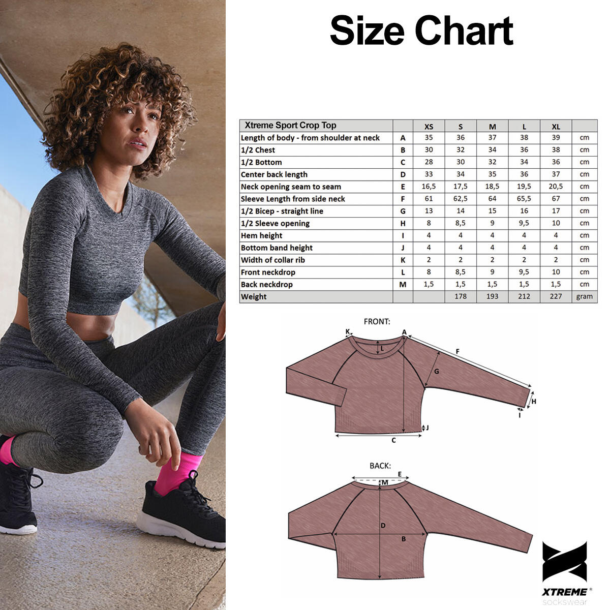 Xtreme Sportswear Crop Top de Sport Manches Longues Femme Bleu 6/6