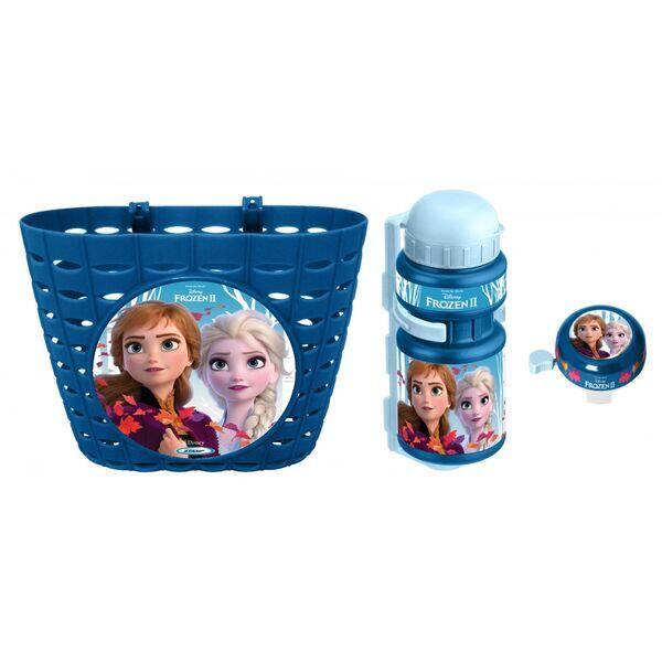 Set trei accesorii pentru bicicleta copii, cos, sonerie si sticla apa, Frozen