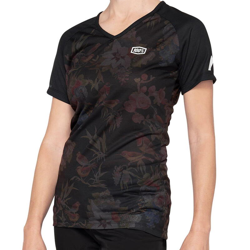 Airmatic Women - Damen Kurzarm Trikot - Black Floral - Schwarz/Gemustert