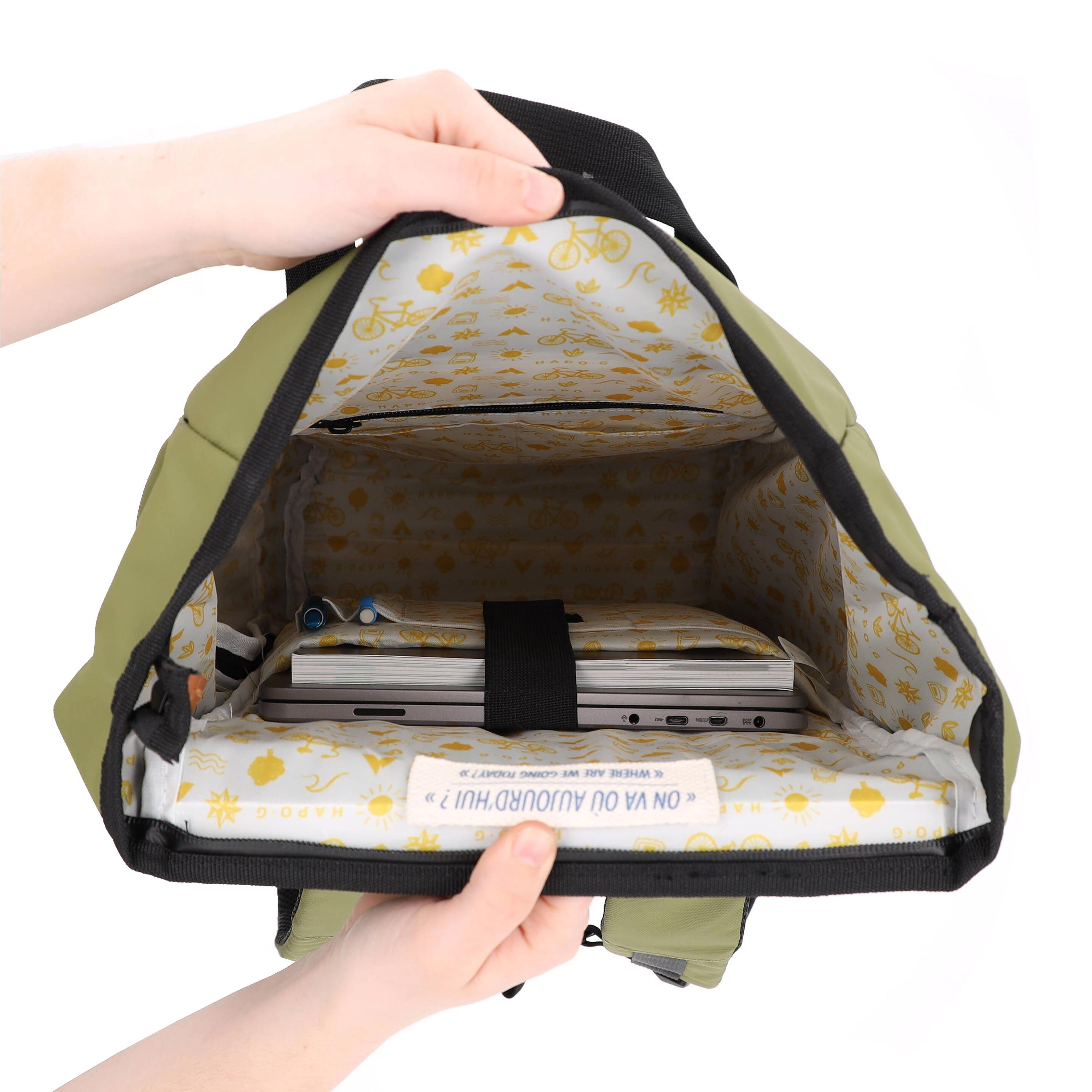 Borsa posteriore per bicicletta trasformabile in zaino KAKI da 22L 6/7