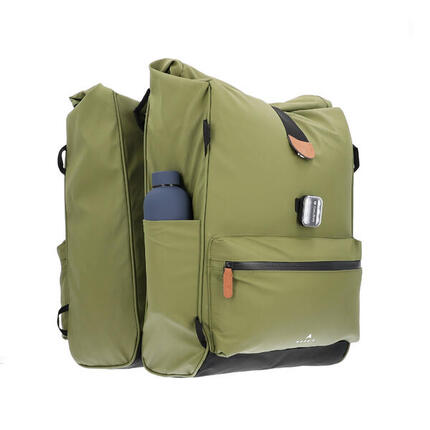 Sacoche double vélo porte-bagage étanche 27L KAKI