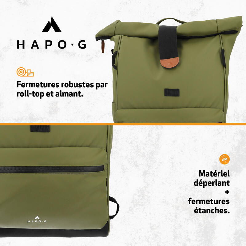 Sacoche double vélo porte-bagage étanche 50L, 2x25L KAKI HAPO-G