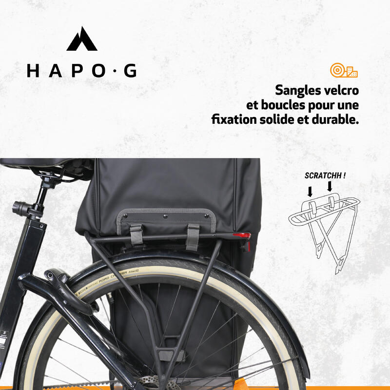 Sacoche double vélo porte-bagage étanche 50L, 2x25L NOIR HAPO-G