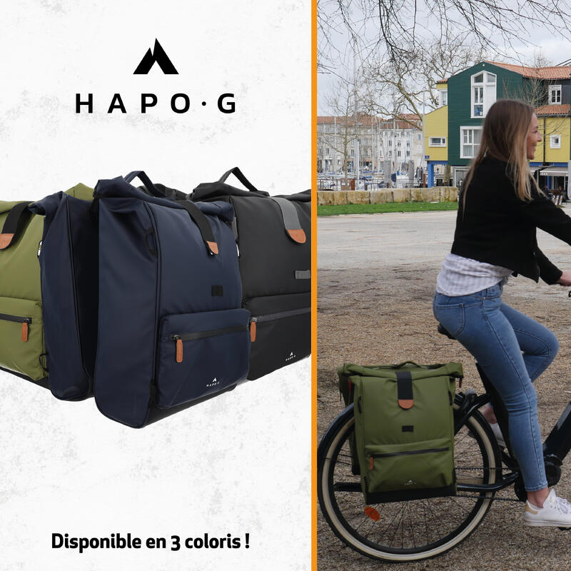 Sacoche double vélo porte-bagage étanche 50L, 2x25L BLEU HAPO-G