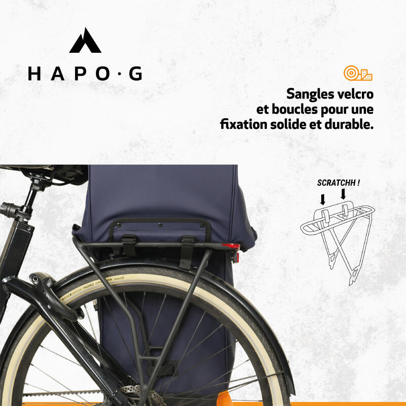 Sacoche double vélo porte-bagage étanche 50L, 2x25L BLEU HAPO-G