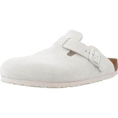 Sandalias Mujer Birkenstock Boston Suede Leather Blanco