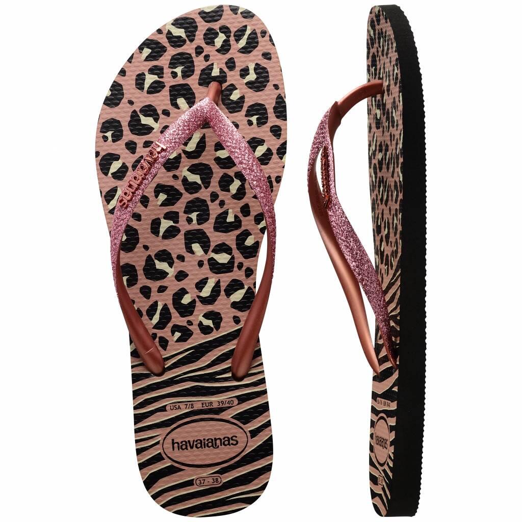 Chanclas Havaianas Slim Animal Print Negras/Rosas 5/5