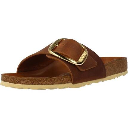 Klapki damskie Birkenstock Madrid Big Buckle Cognac Natural Leather