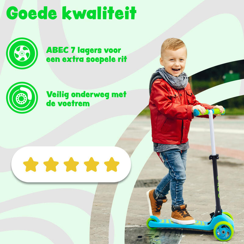 AMIGO Twister opvouwbare 3-wiel kinderstep met voetrem groen/zwart