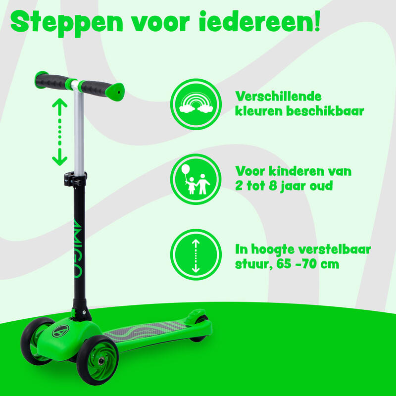 AMIGO Twister opvouwbare 3-wiel kinderstep met voetrem groen/zwart