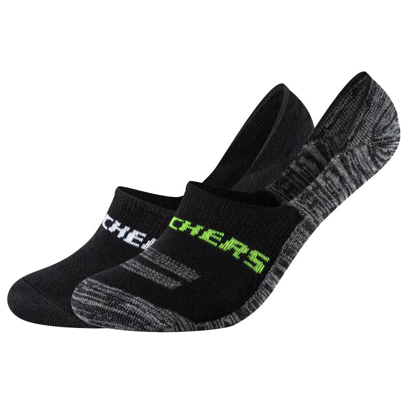 Uniszex zokni, Skechers 2PPK Mesh Ventilation Footies Socks, fekete