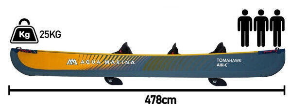 Aqua Marina Tomahawk Air-C 478cm 2-3 person High Pressure Drop Stitch Canoe 3/7