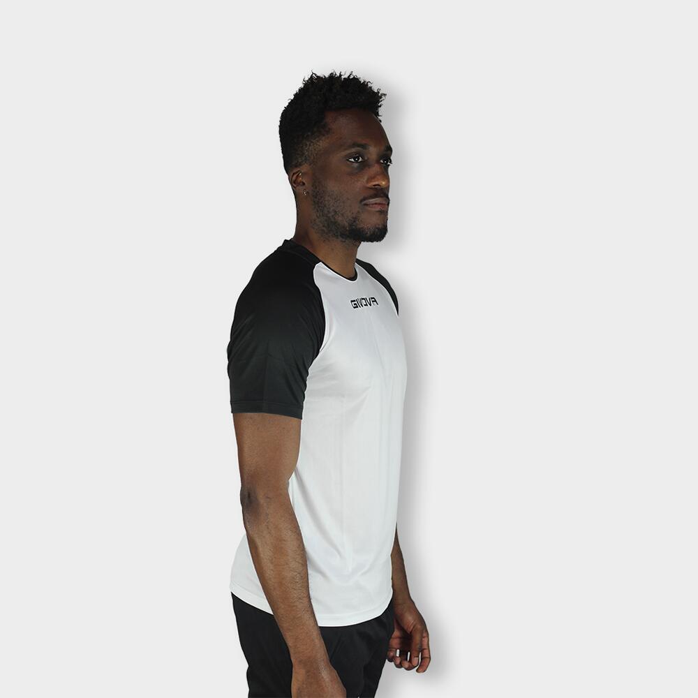 T-Shirt de futebol Givova Capo branca/preta em poliéster 2/3