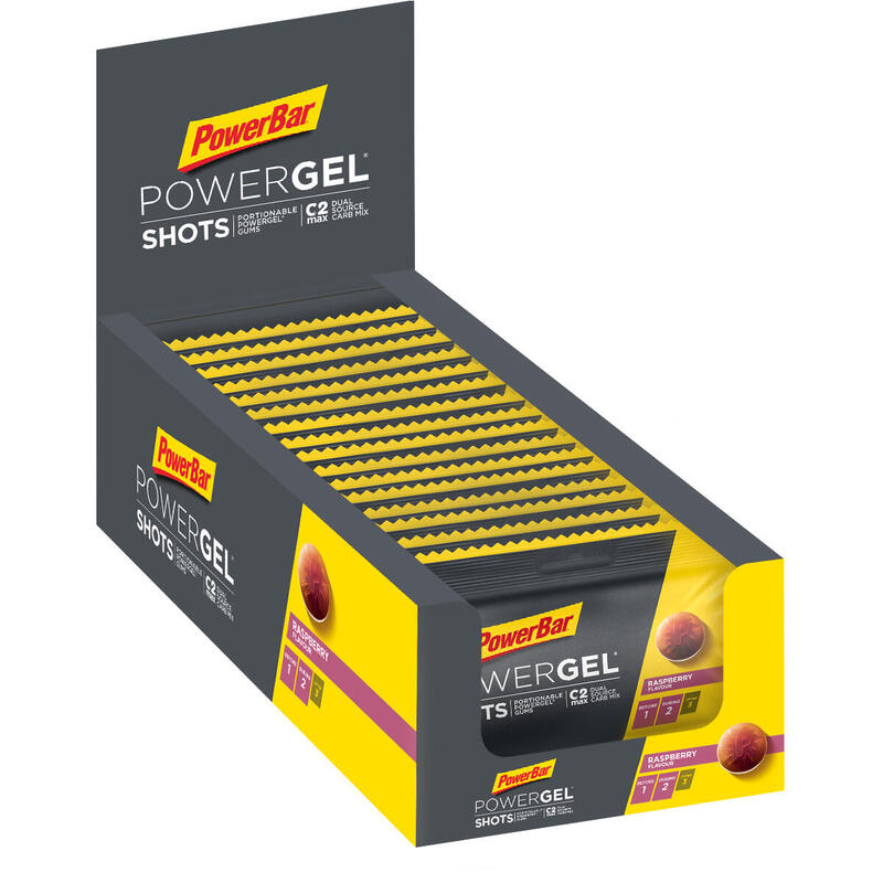 Powerbar PowerGel Shots Raspberry 24x60g - High Carb Energie Gummis + Vitamin B6