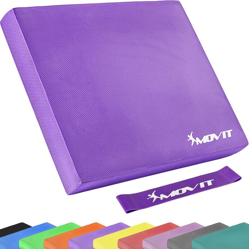 Caramida suport umeri yoga echilibru, MOVIT® si banda de gimnastica, violet