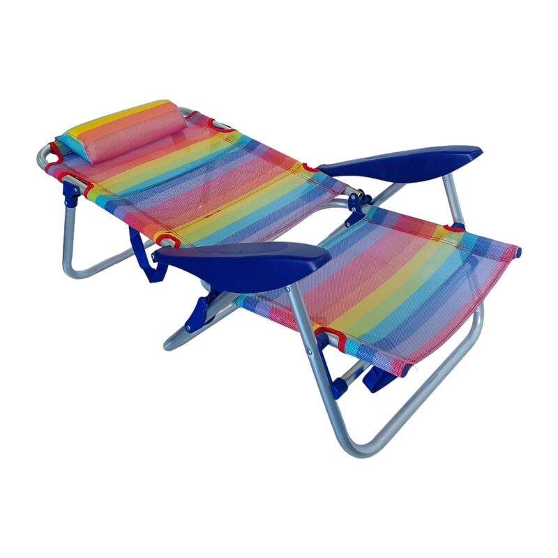 Pack de 2 sillas de playa, 4 Posiciones, Altura del Asiento 21 cm