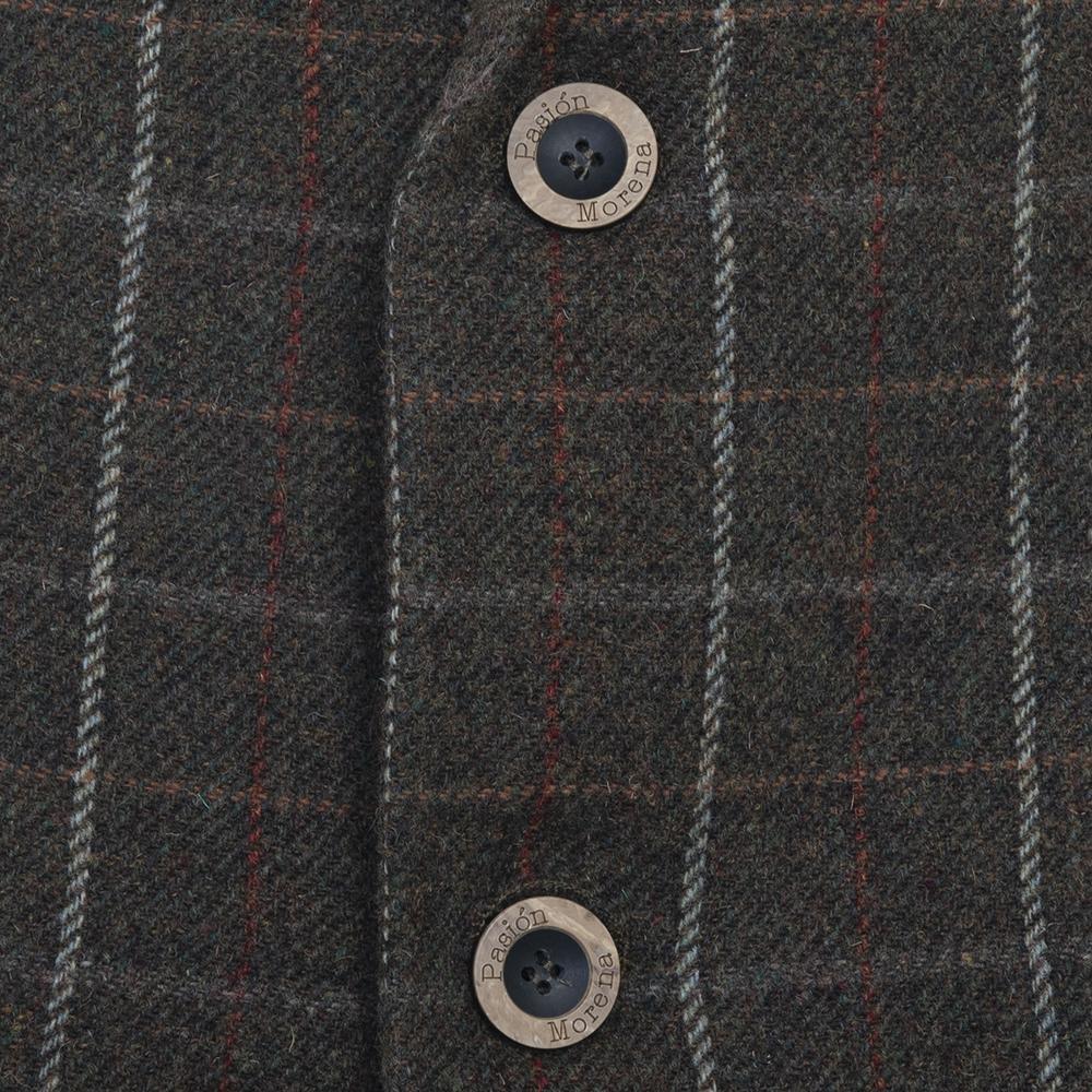 Americana Caza Hombre Pasión Morena 09044 Verde Tweed con Botones 6/6