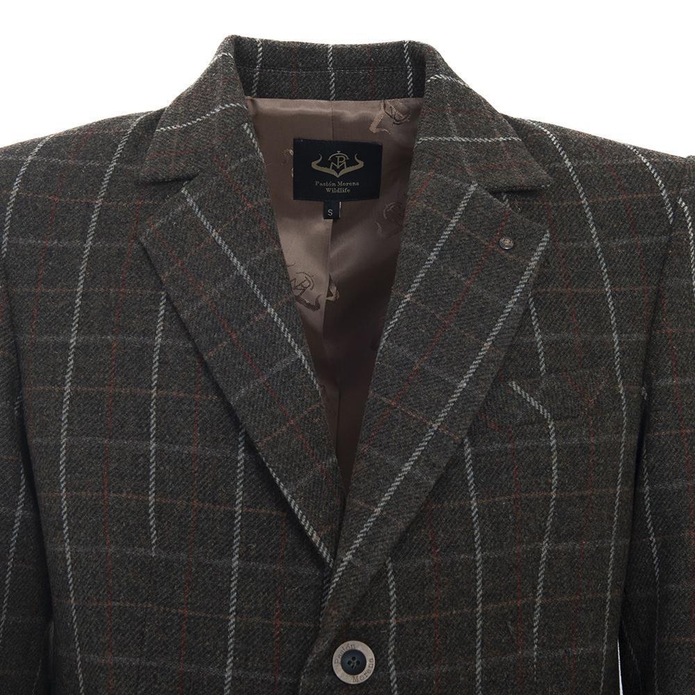 Americana Caza Hombre Pasión Morena 09044 Verde Tweed con Botones 3/6
