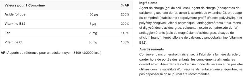 Multivitamines - Iron Pro - 60 Comprimés 2/3