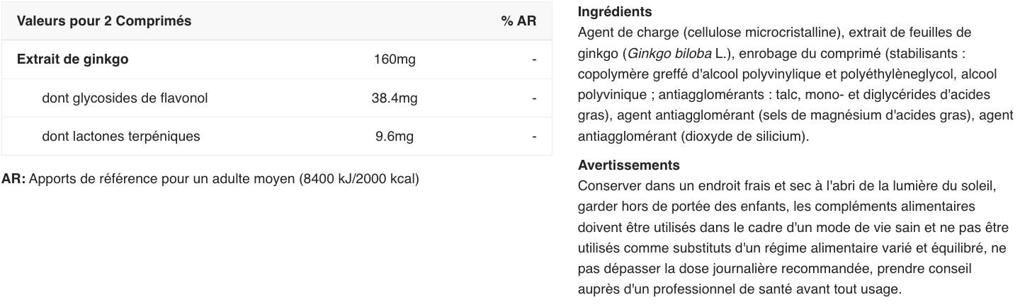 Ginkgo Biloba - 100 Comprimés 2/5