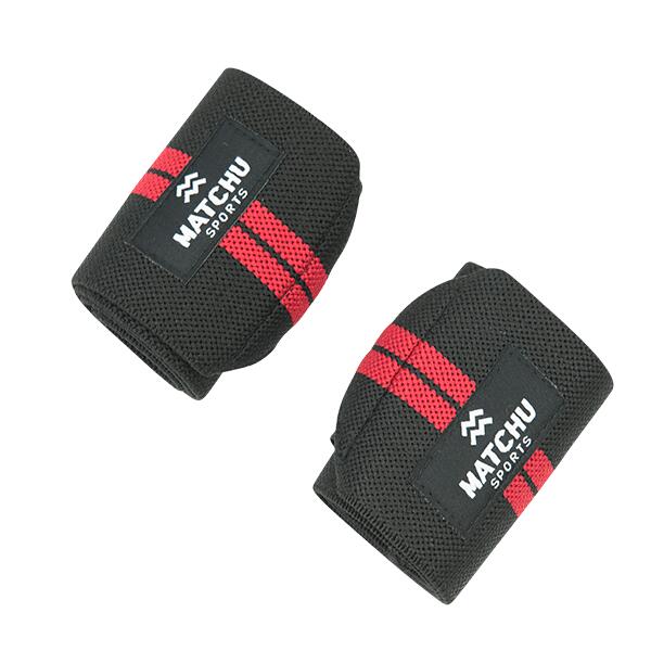 Wrist wraps - 2 stuks - elastisch - 40cm x 8cm - zwart/rood