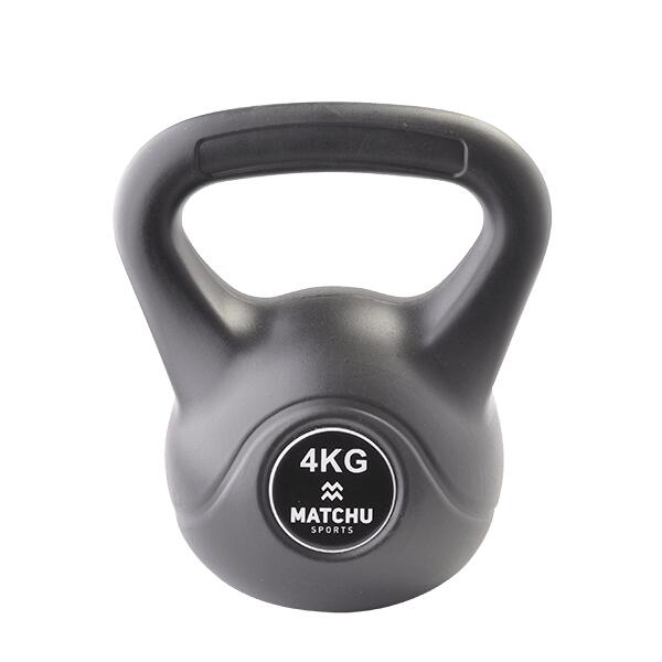 Kettlebell 4kg/8kg - Noir - 15cm - Plastique