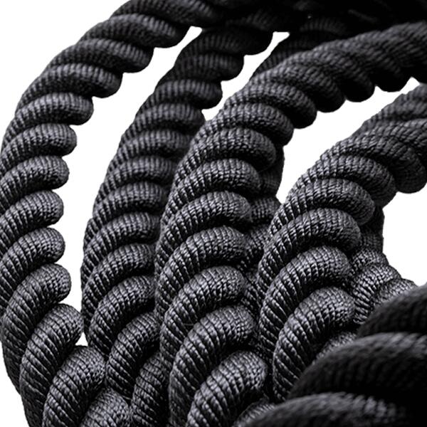 Battle rope / Fitness touw - 38mm x 9m - Zwart - Gewoven polyester