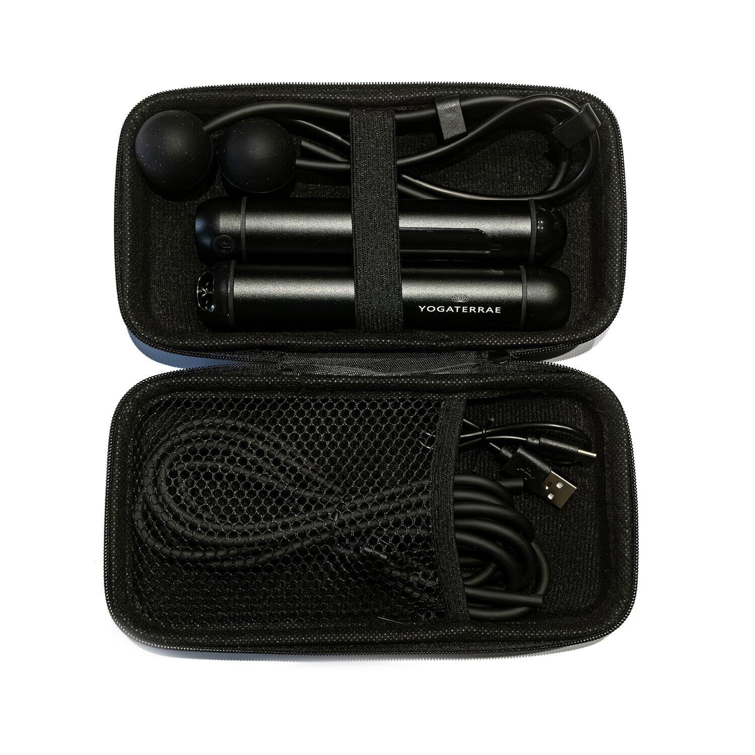 2 SET DI CORDE PER SALTO COLLEGATE NERE. SCHERMO LED + CUSTODIA IN EVA 2/6