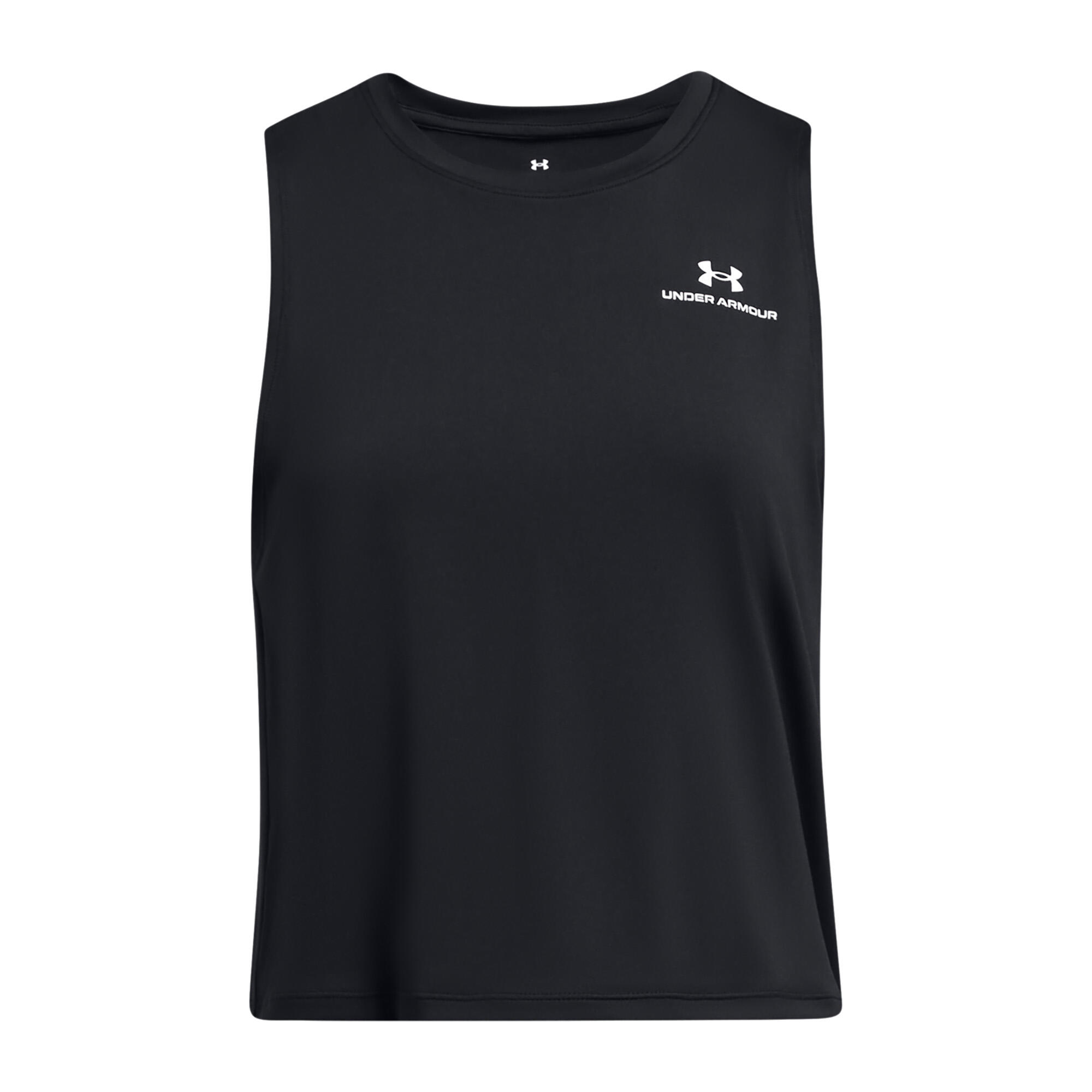 Top deportivo femenino Under Armour Rush Energy Crop Tank negro/blanco 5/5