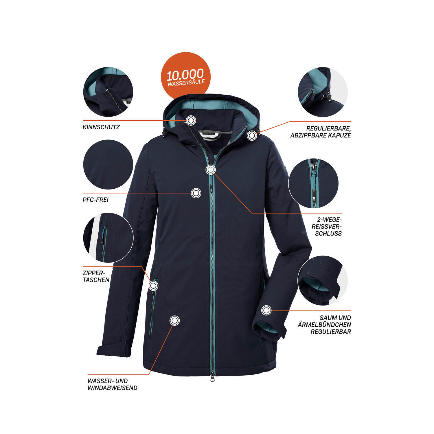 Killtec Softshelljacke Damen mit 10.000mm Wassersäule 5/5