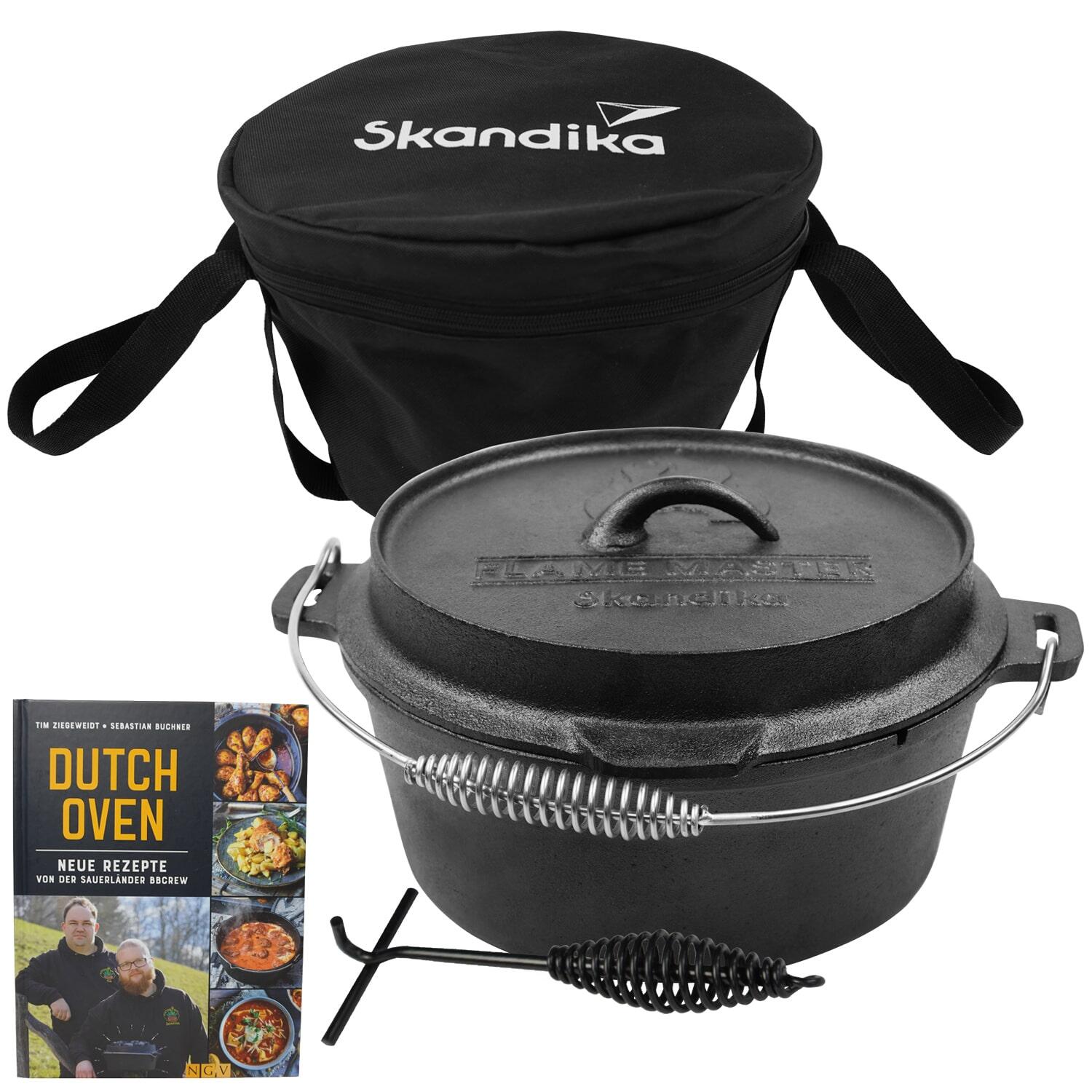 Skandika - Dutch Oven Flame Master 7,1 L Sans Pieds - Marmite En Fonte - Barbecue, Camping - Réchaud - Noir - Taille Unique - Decathlon