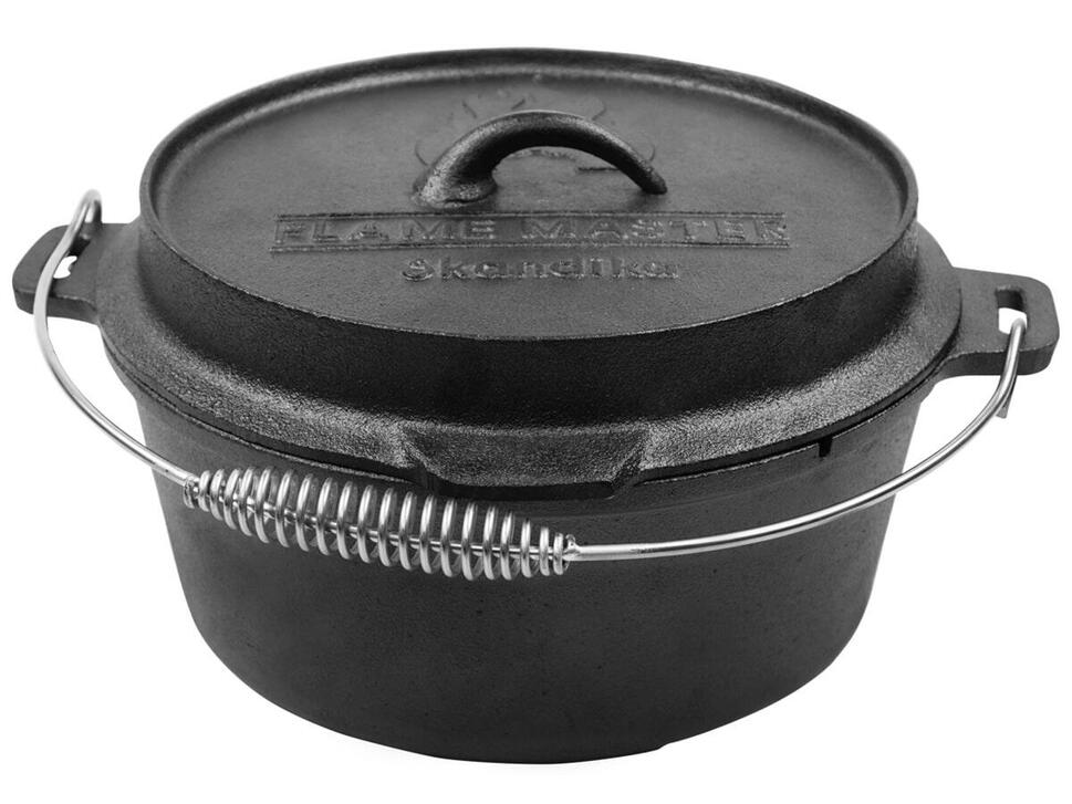 Żeliwny garnek kociołek kempingowy Dutch Oven Flame Master 7,1 L, bez nóżek