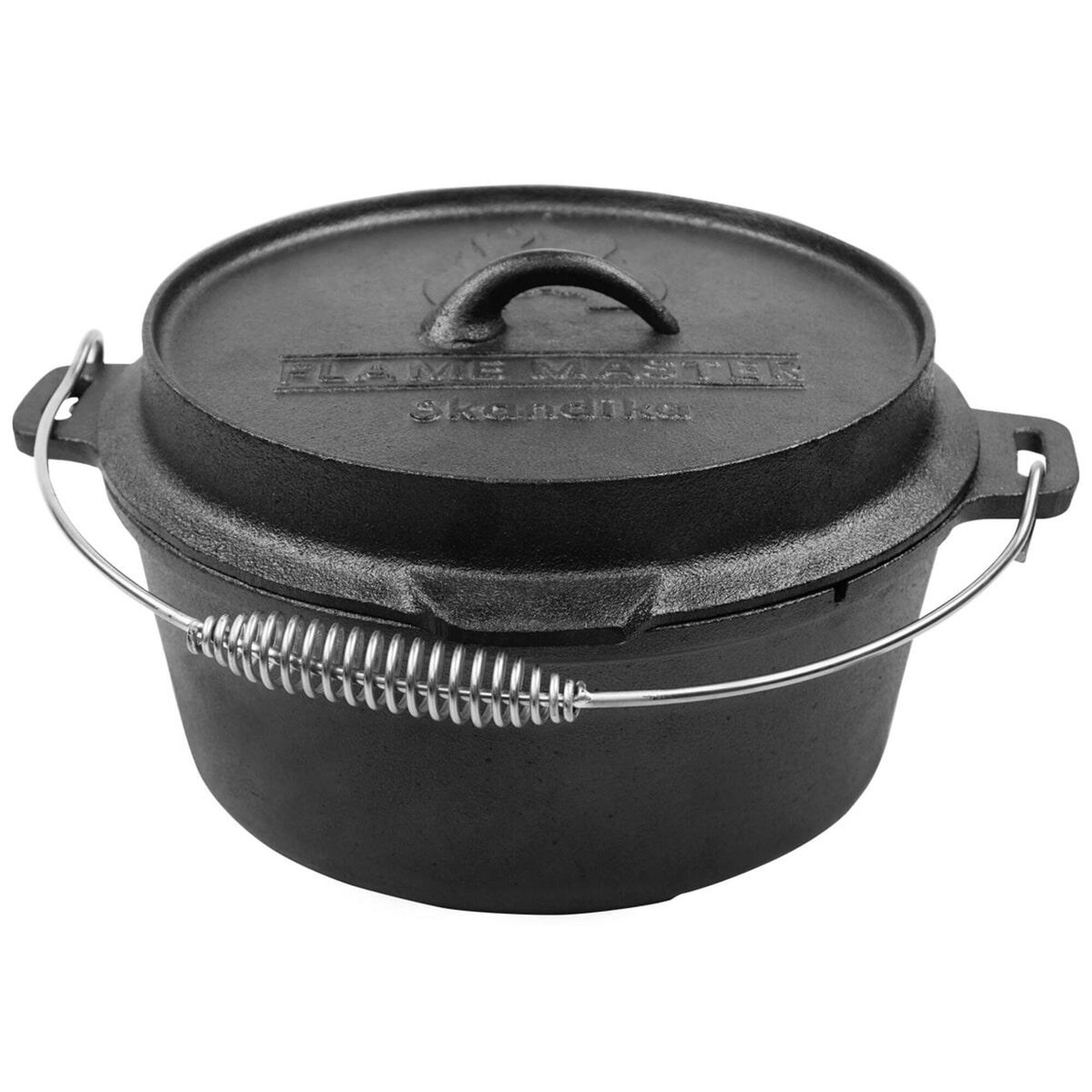 Marmite Dutch Oven Fonte OVERMONT - Pour Camping Et Barbecue - Avec Lève-Couvercle - Capacité 5L