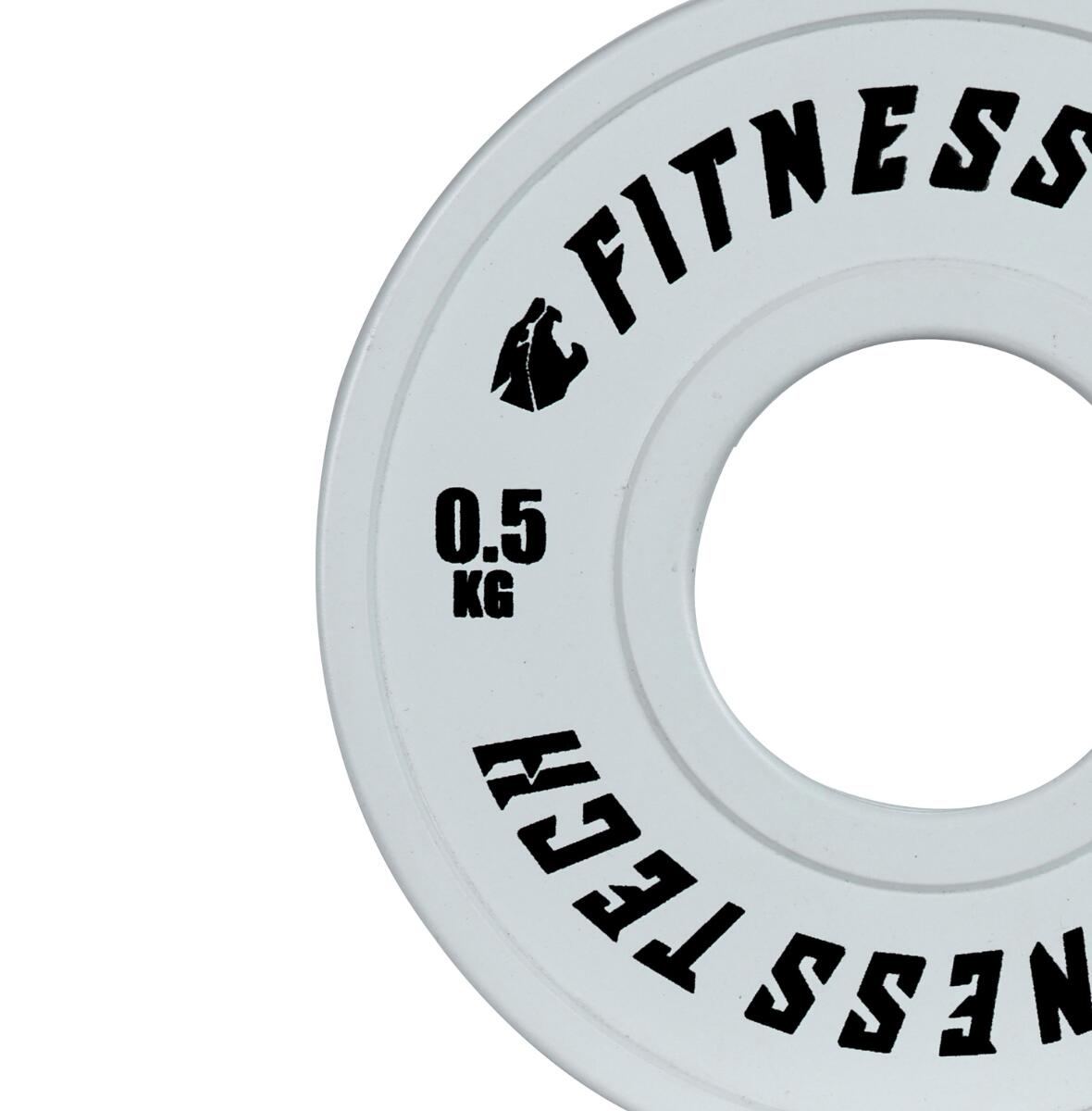 Disco Bumper Plate Fraccional 0,5 kg Fitness Tech Alta Resistencia Blanco 2/4