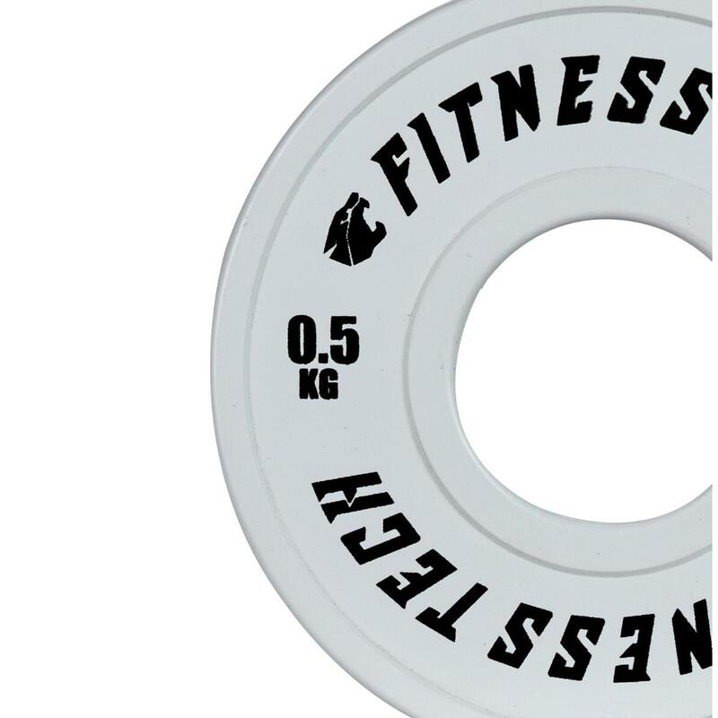 Disco Bumper Plate Fraccional 0,5 kg Fitness Tech Alta Resistencia Blanco