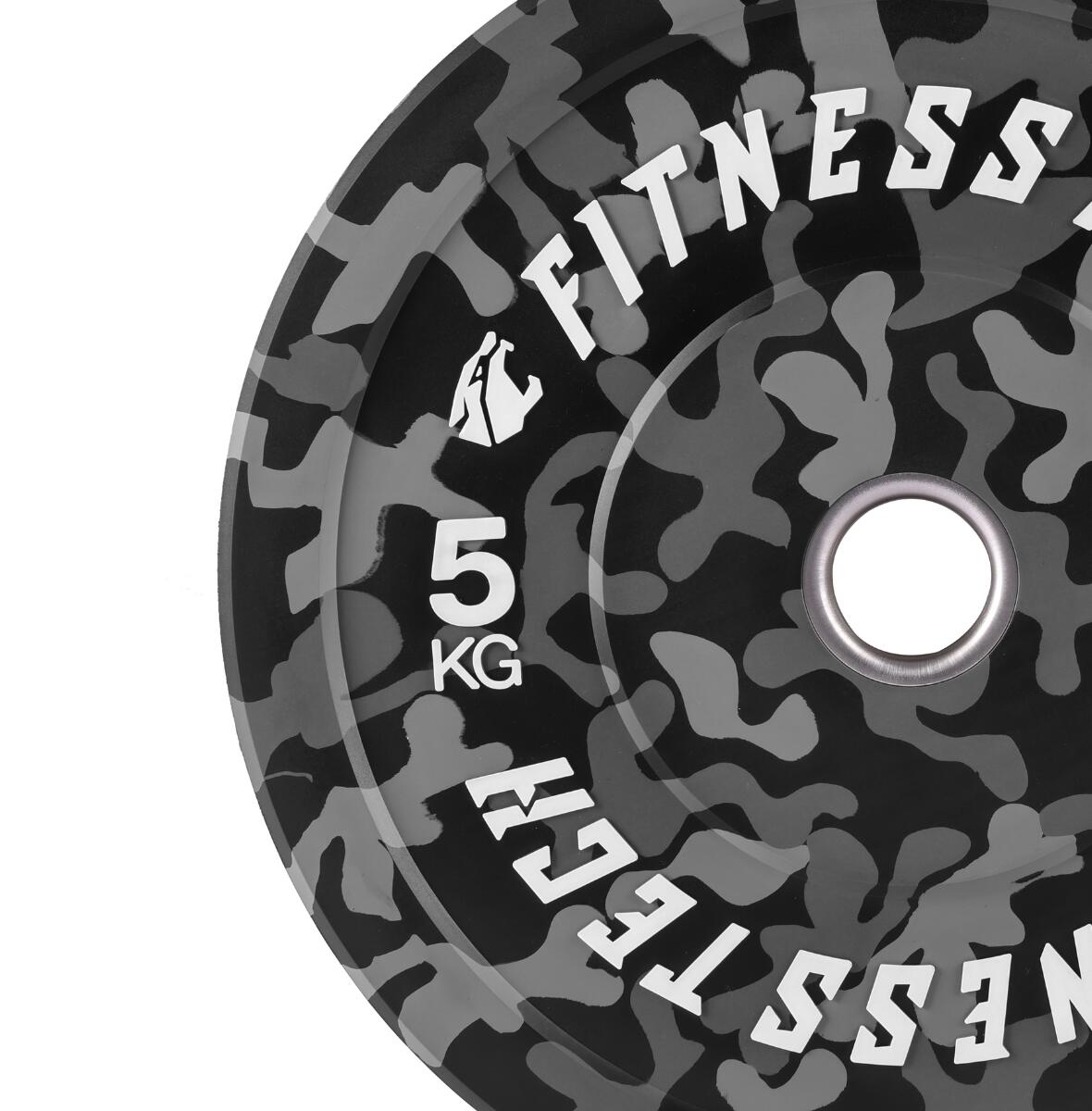 Disque Bumper Plate Musculation Fitness Tech 5kg Camouflage Gris – Unité 2/6