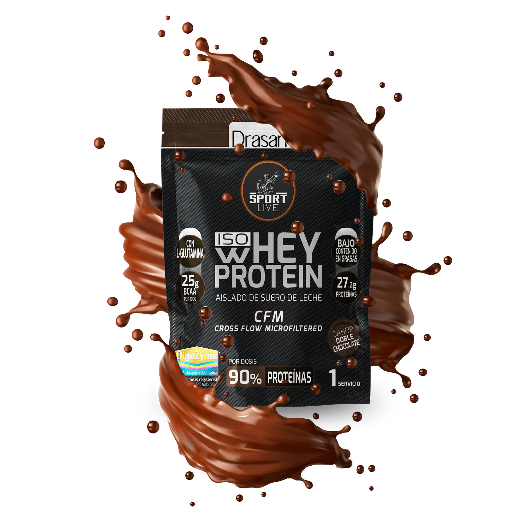 Whey Protein Isolate Monodosis Pack 12 uds Sport Live - Doble Chocolate - 30Gr 4/7