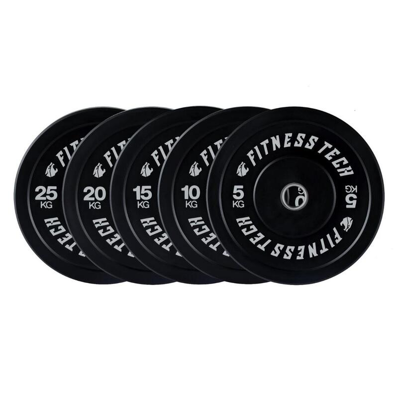 Disco Bumper Plate Musculación Fitness Tech 20kg Negro Unidad