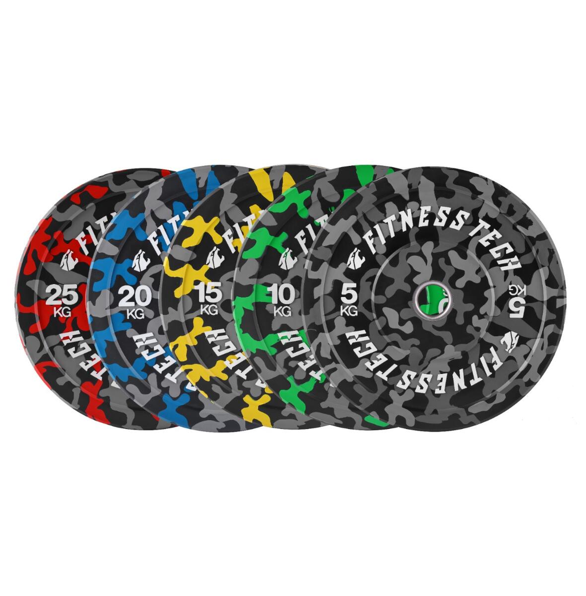 Disque Bumper Plate Musculation Fitness Tech 10kg Camouflage Vert – Unité 5/7