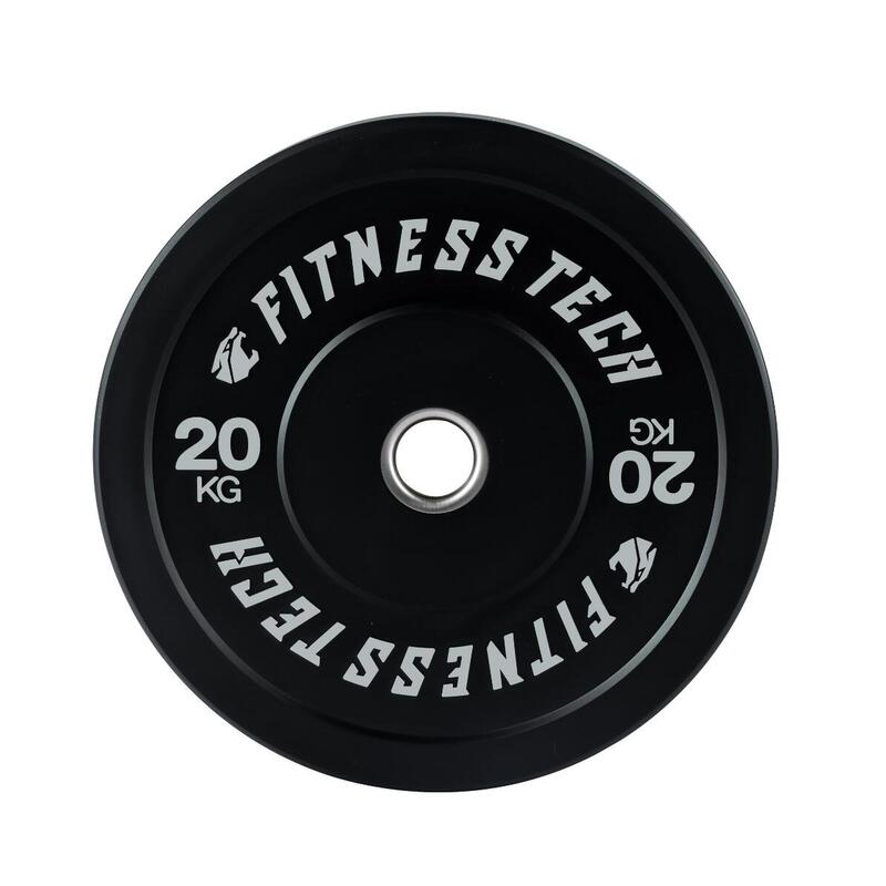 Juego de 150kg Discos Bumper Plate Musculación Fitness Tech Negro