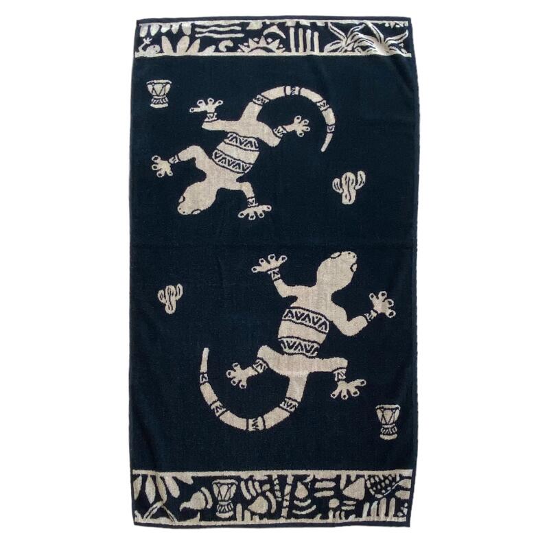 Serviette de plage éponge velours Jacquard Sakari 70x140 400g/m² noir